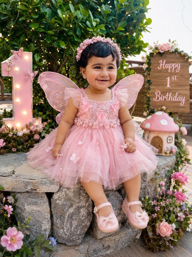 Mahveen dressed as a pink fairy princess